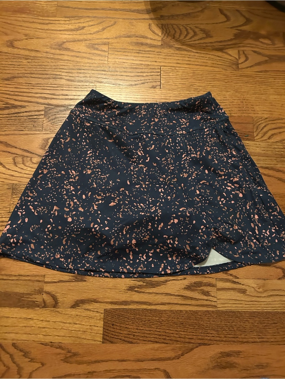 Title Nine XS Navy Blue & Orange Exercise Skirt W/ Shorts & Asymmetrical Detail